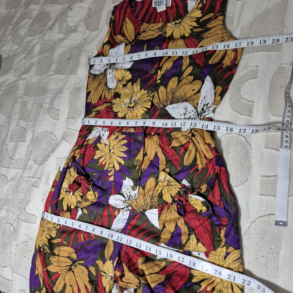 Vintage Bobbie Bee Tropical Cotton Jumpsuit Size 8 - Picture 12 of 14